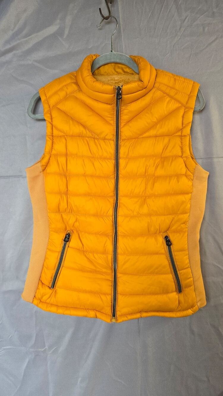 Snobbish Collection Vest Womens Large Yellow Quilted Faux Fur Lined Zip Puffer